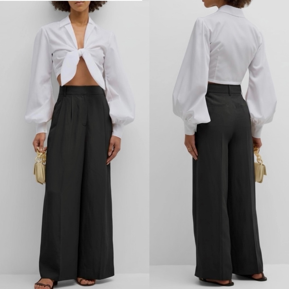 Kobi Halperin Elaine Pleated Wide-Leg Mid Rise Linen Pants Trousers Size 2 NEW